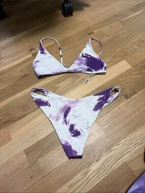 SHEIN Purple and White Tie-Dye Bikini Set